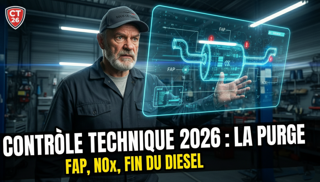 Sonde analyseur particules fines contrôle technique 2026 dans échappement voiture