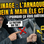 Mécanicien comparant un moteur de frein électrique cassé et un câble mécanique